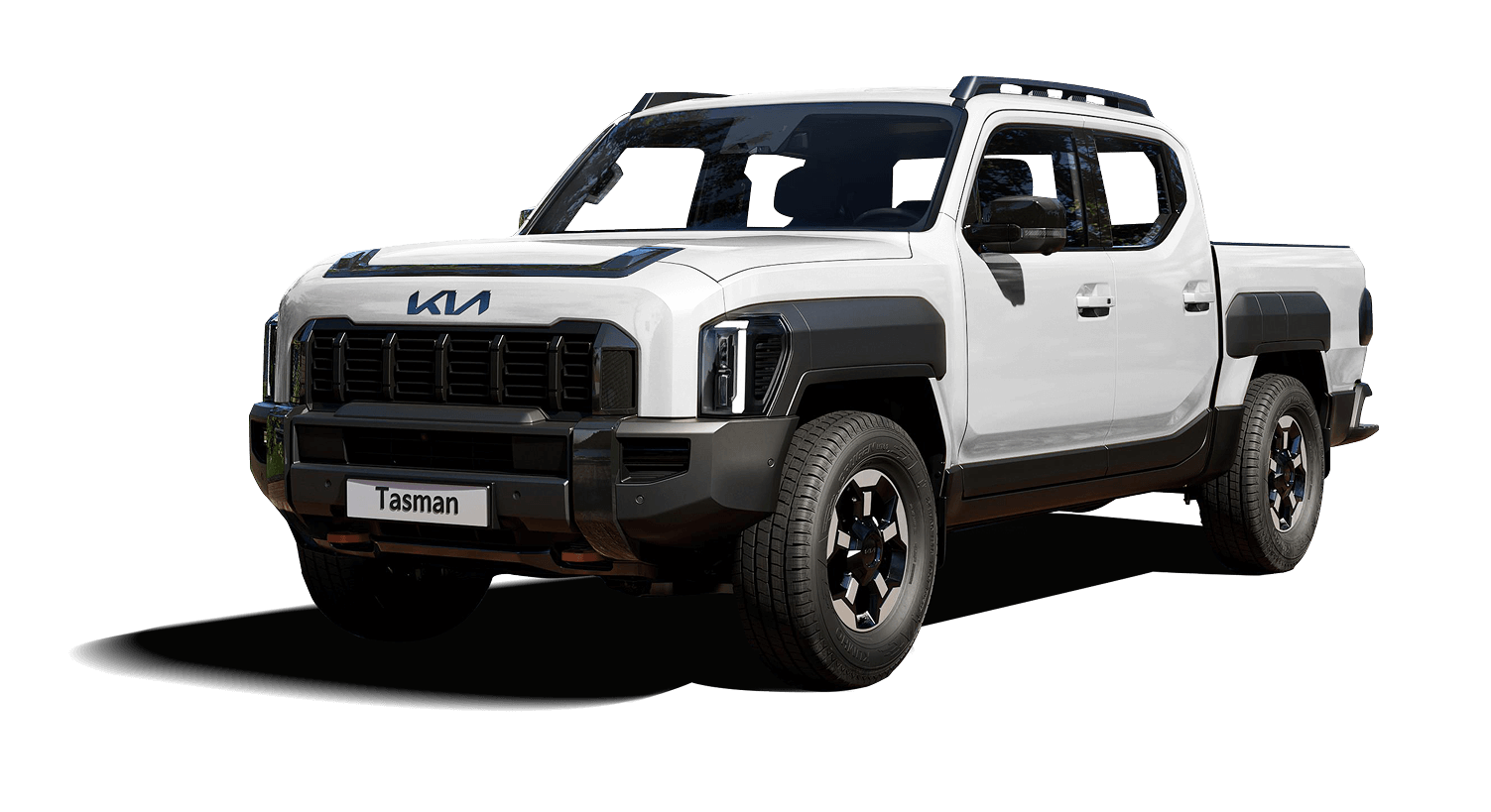 White Kia Tasman MY26 ute in official Kia New Zealand model imagery