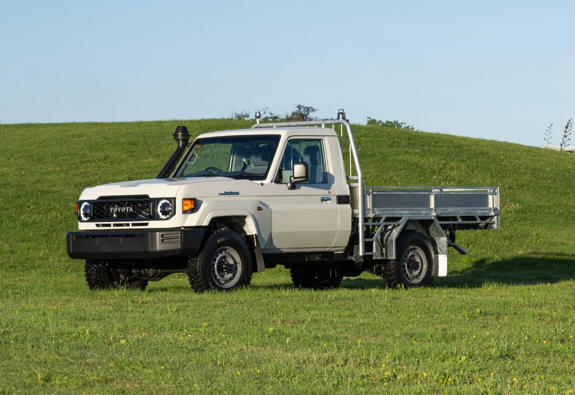 Toyota Land Cruiser 70 single-cab chassis in official New Zealand imagery